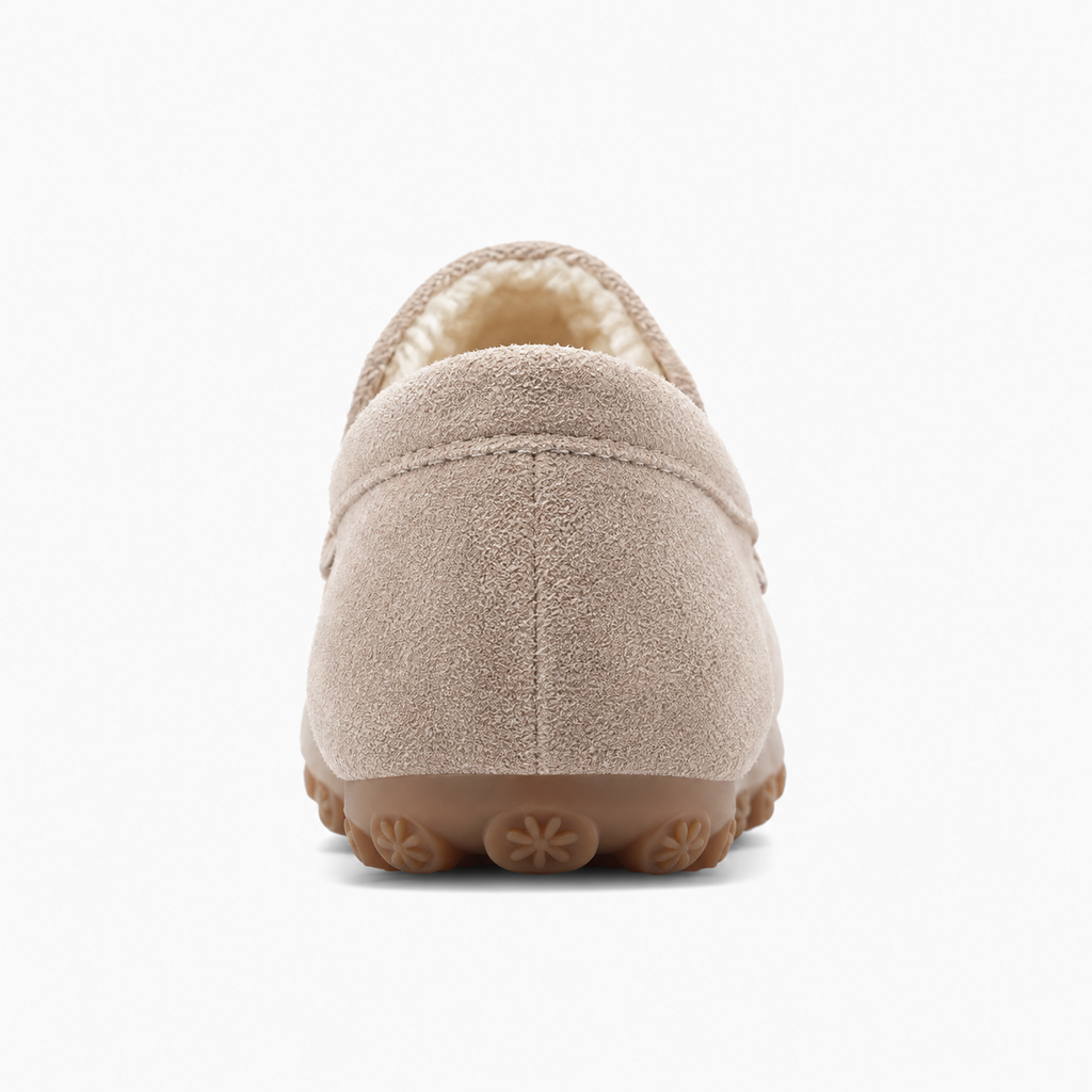 Womens Fur Lined Moccasin Loafers bow detail - womens loafers UK