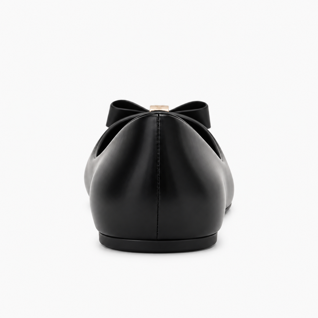 Womens Bow PVC Ballet Flats front view - women's ballet flats UK