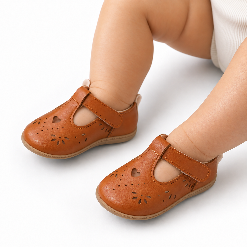 Baby Leather Ballet Flats front view - baby ballet flats UK
