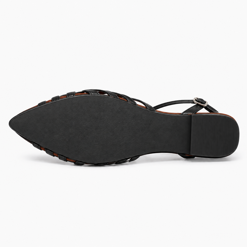 Womens Pointed Cut Out Ballet Flats sole view - ladies ballet flats UK