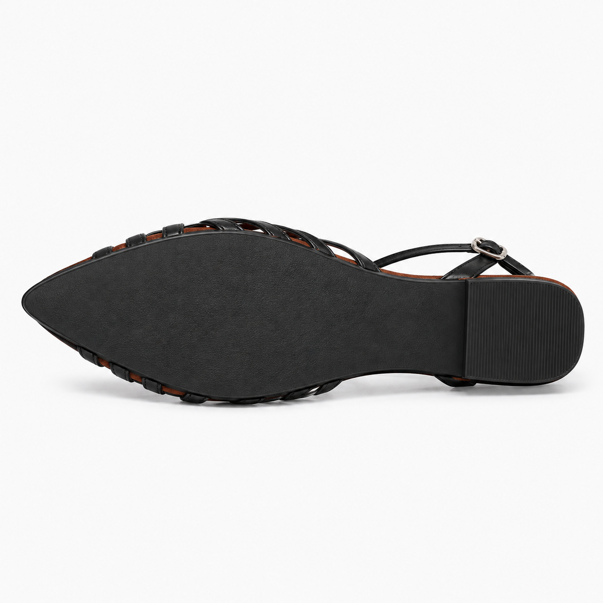 Womens Pointed Cut Out Ballet Flats sole view - ladies ballet flats UK