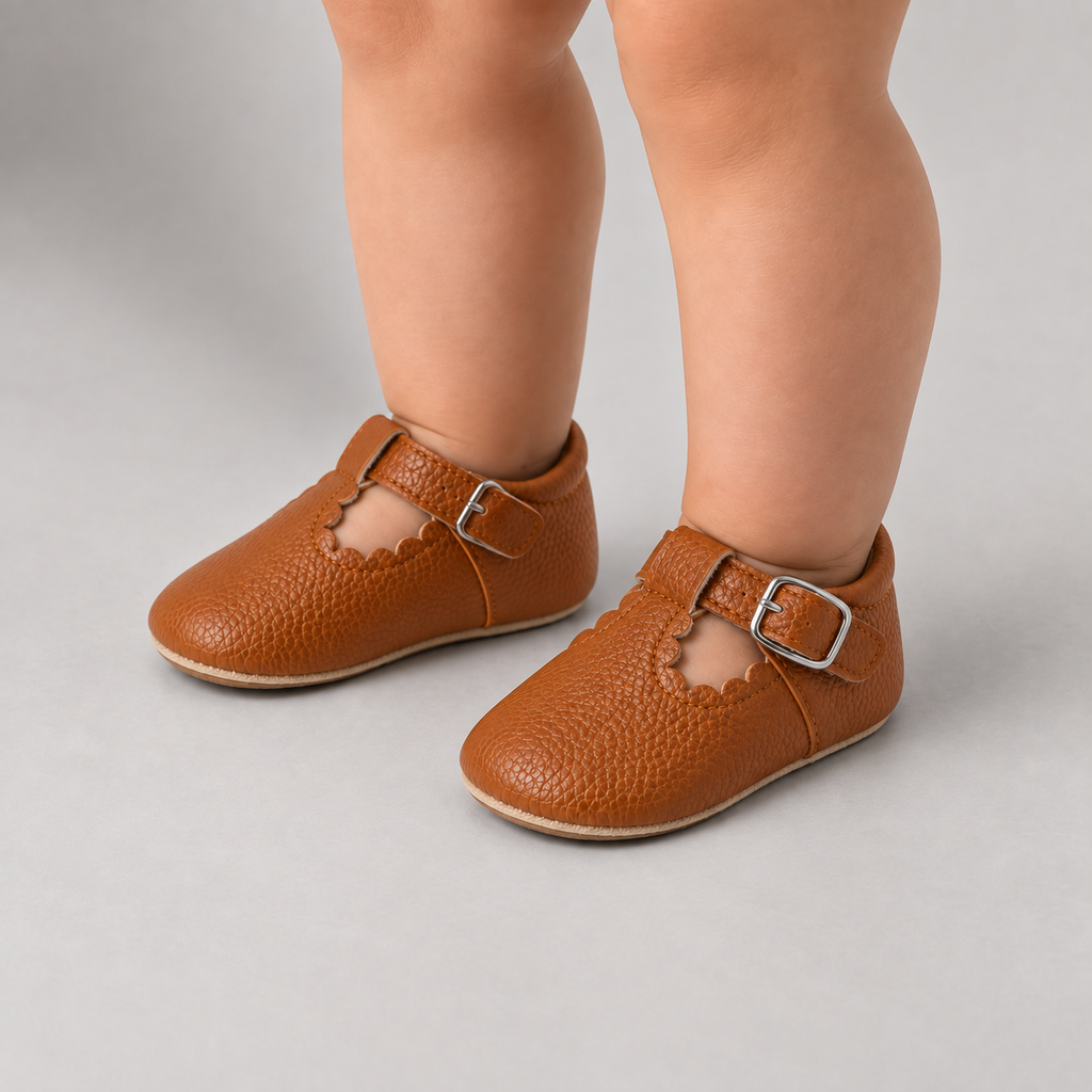 Baby Mary Jane Pre Walker Shoes worn by baby boy in premium studio styling