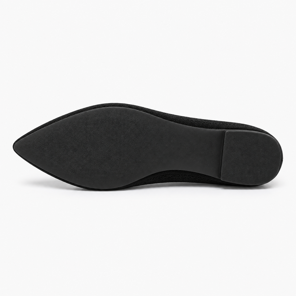 Womens Pointed Toe Knit Ballet Flats sole view - women's ballet flats UK