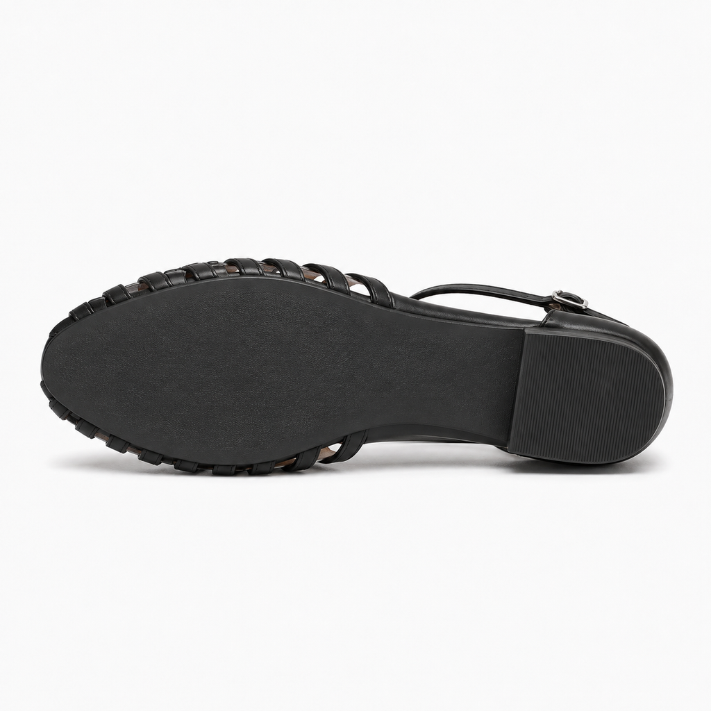 Womens Strappy Woven Ballet Flats sole view - womens flats UK
