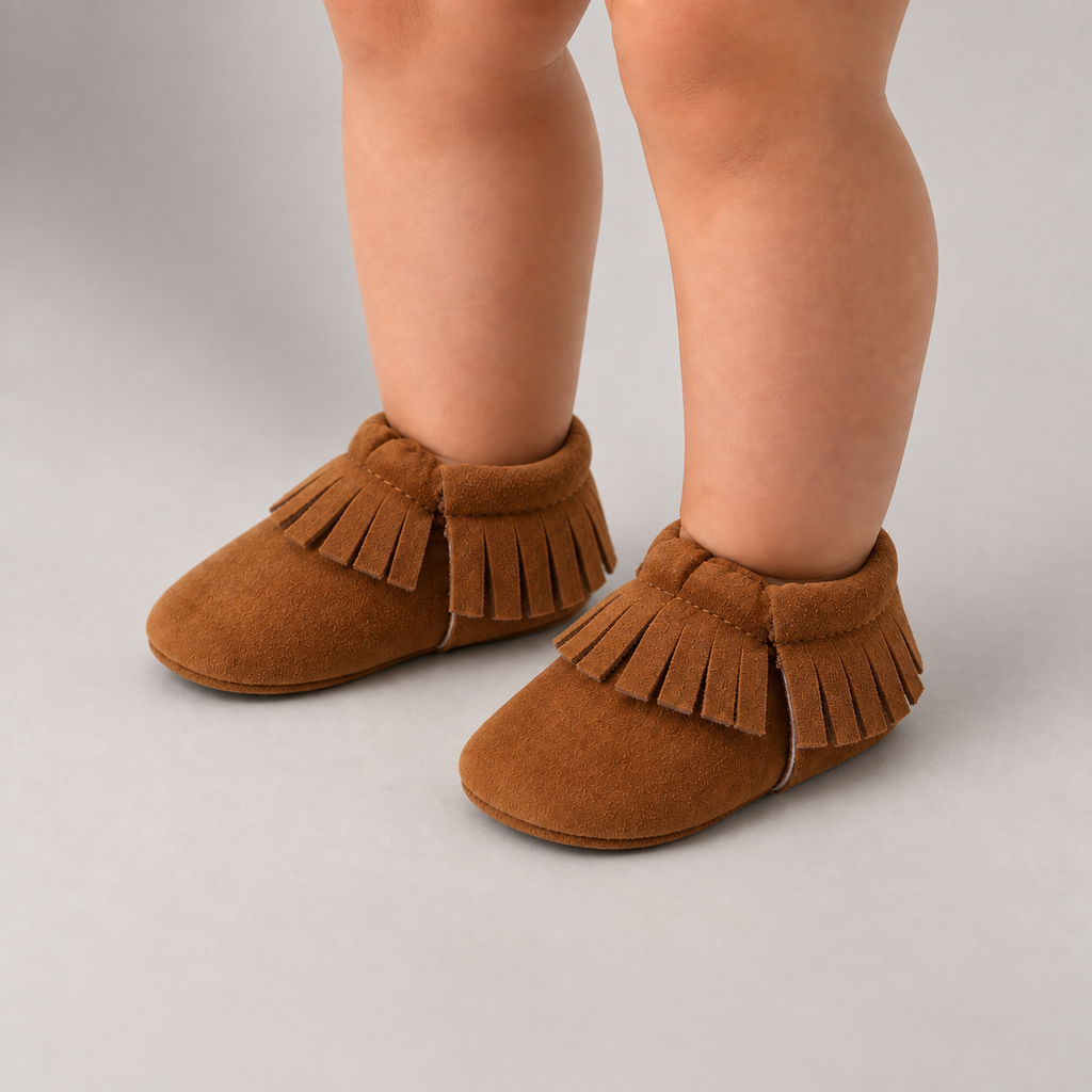 Baby Bow Comfort Non Slip Ballet Flats worn by baby, premium studio styling for first steps