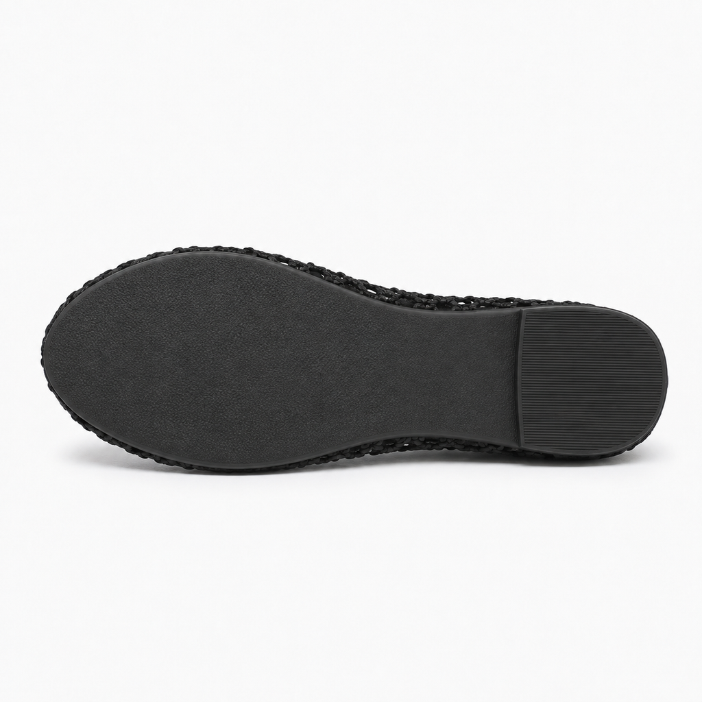 Womens Woven Round Toe Breathable Ballet Flats sole view - women's ballet flats UK