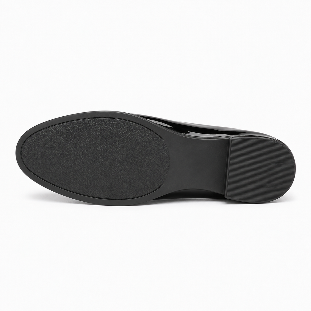 Womens Patent Leather Loafers sole view - women's leather loafers UK