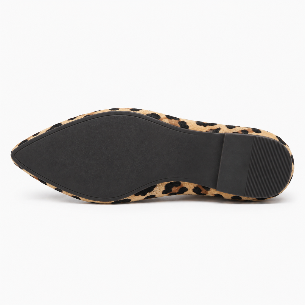 Womens Leopard Print Pointed Toe Ballet Flats sole view - women's ballet flats UK