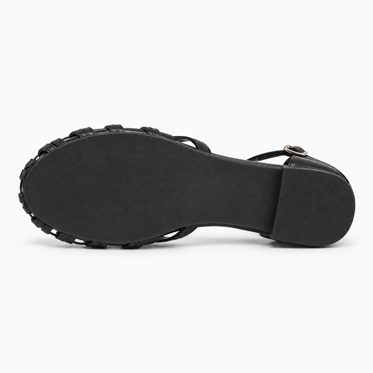 Womens T Bar Woven Ballet Flats sole view - womens flats UK