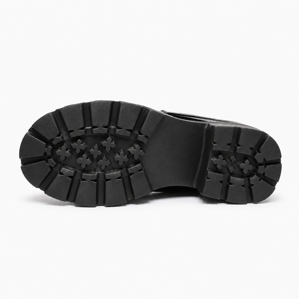 Womens Bow Platform Black Ballet Flats sole view - women's ballet flats UK