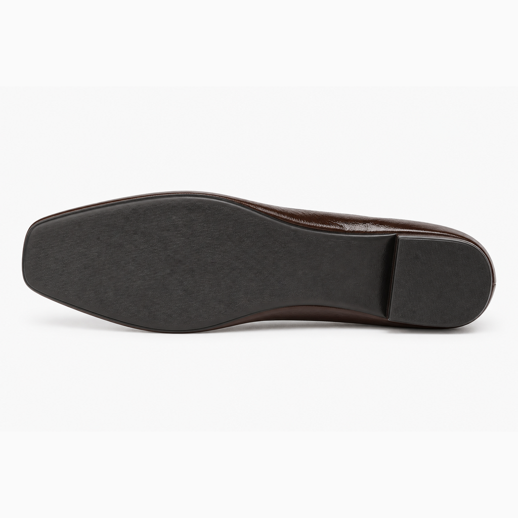 Womens Patent Leather Square Toe Ballet Flats sole view - women's ballet flats UK