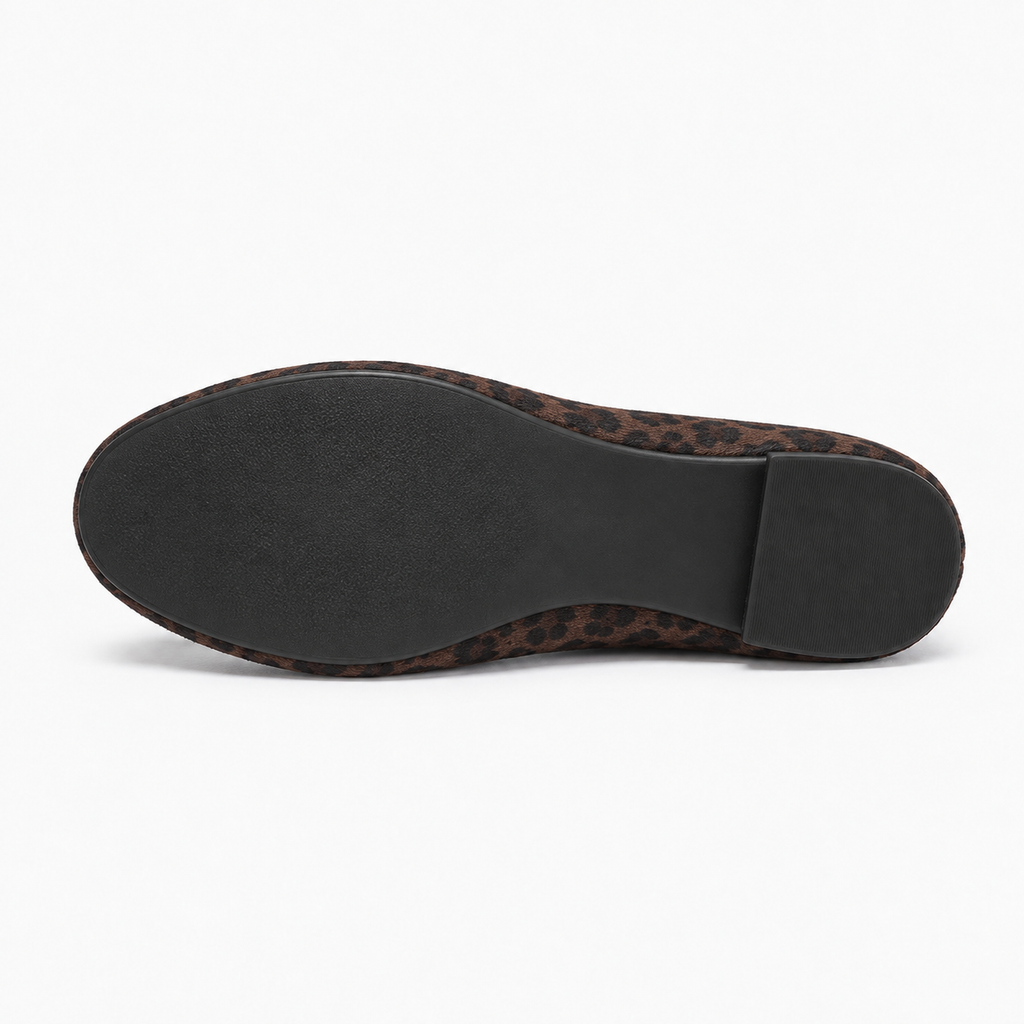 Womens Animal Print Mary Jane Flats sole view - ladies flat shoes UK