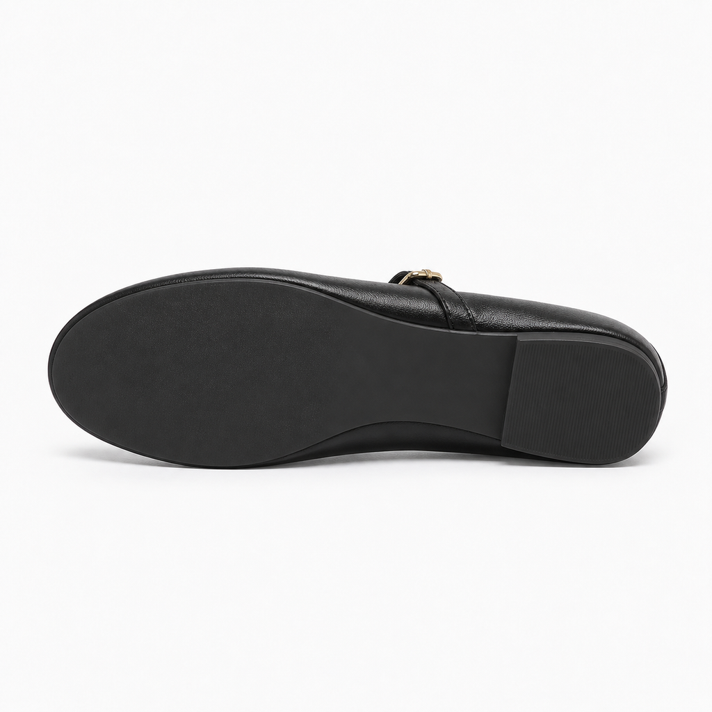 Womens Round Toe Black Ballet Flats sole view - women's ballet flats UK