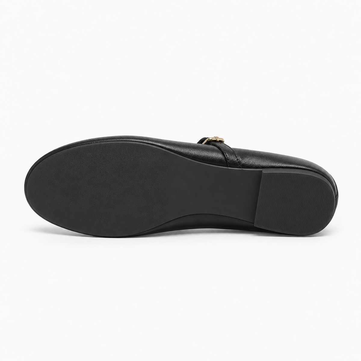 Womens Round Toe Black Ballet Flats sole view - women's ballet flats UK