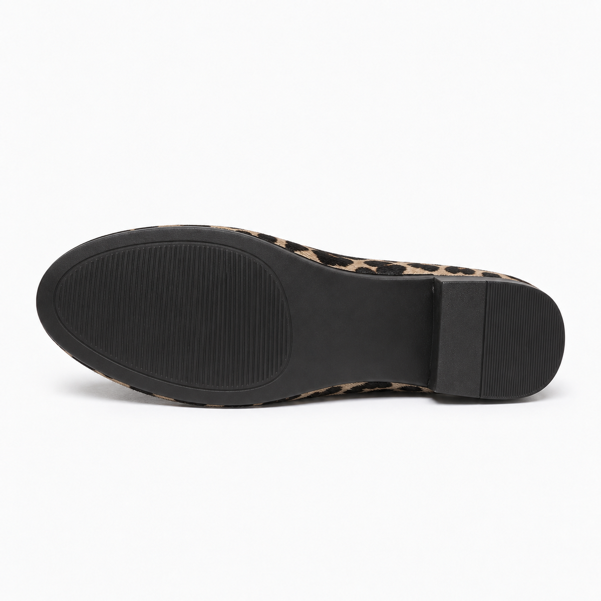 Womens Leopard Print Loafers sole view - ladies flat shoes UK