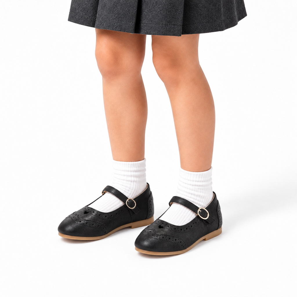 Kids Brogue Mary Jane Ballet Flats sole view - kids ballet flats UK