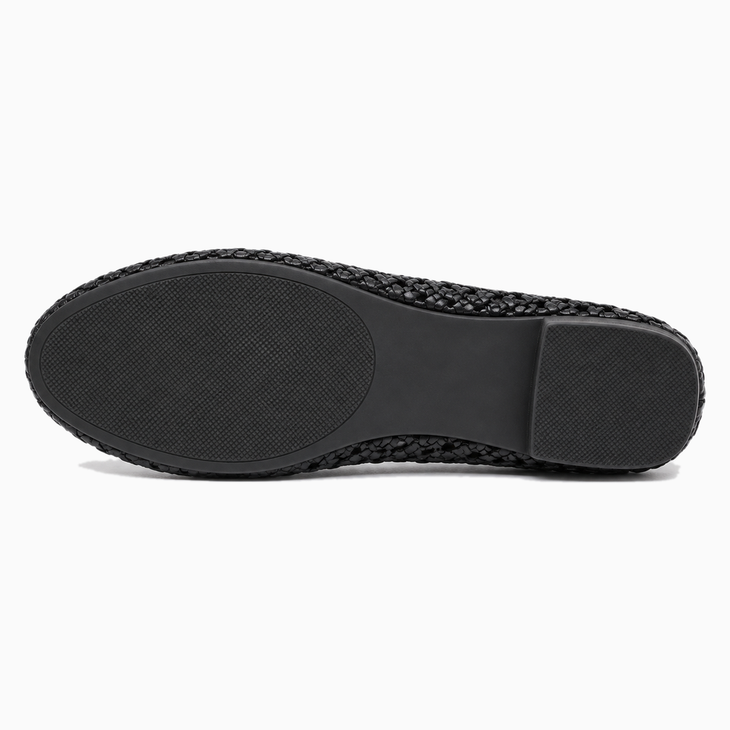 Womens Leather Woven Ballet Flats sole view - women's ballet flats UK