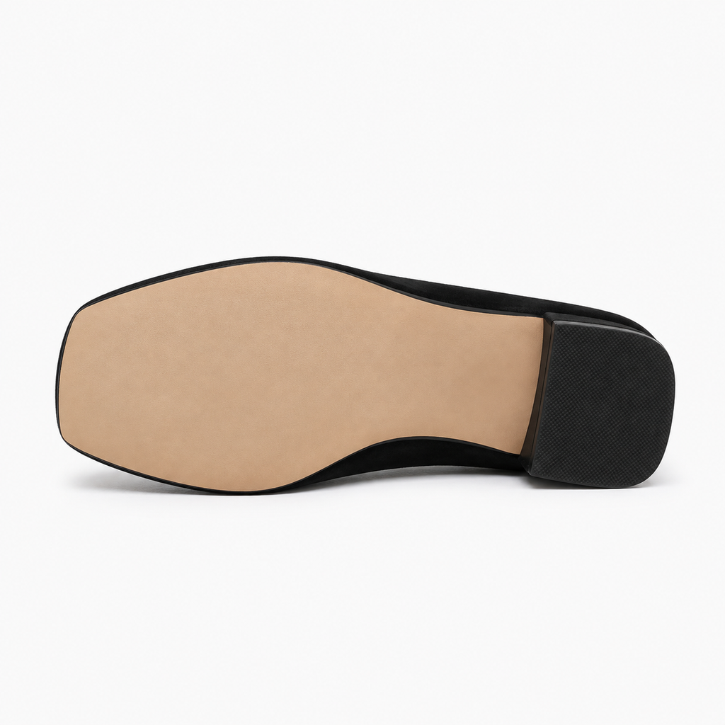 Womens Block Heel Mary Jane Flats sole view - ladies flat shoes UK