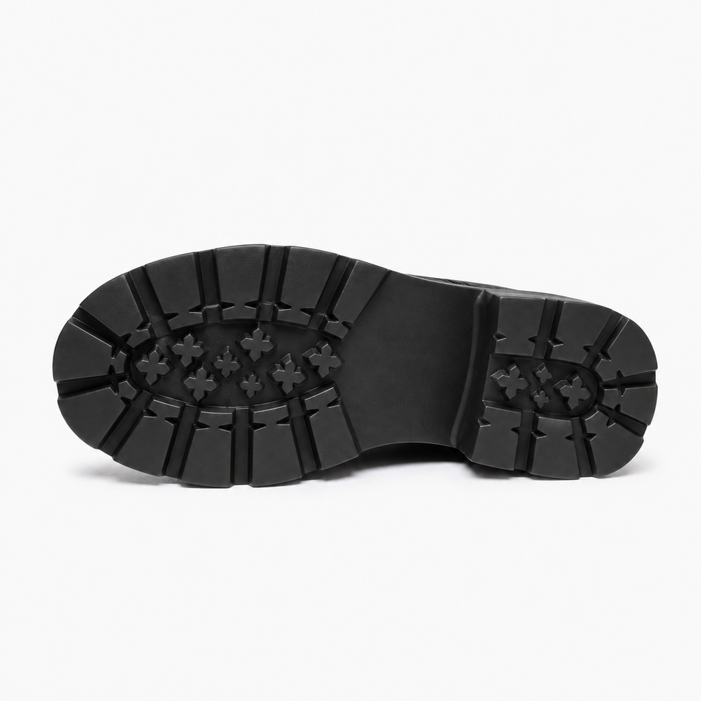 Womens Tassel Platform Black Loafers sole view - women's loafers UK