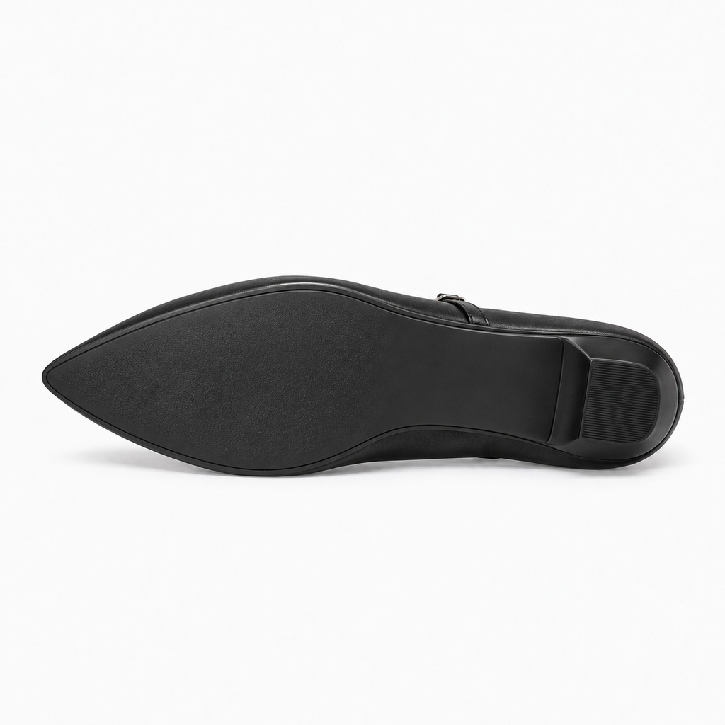 Womens Mary Jane Buckle Leather Ballet Flats sole view - Mary Jane ballet flats UK