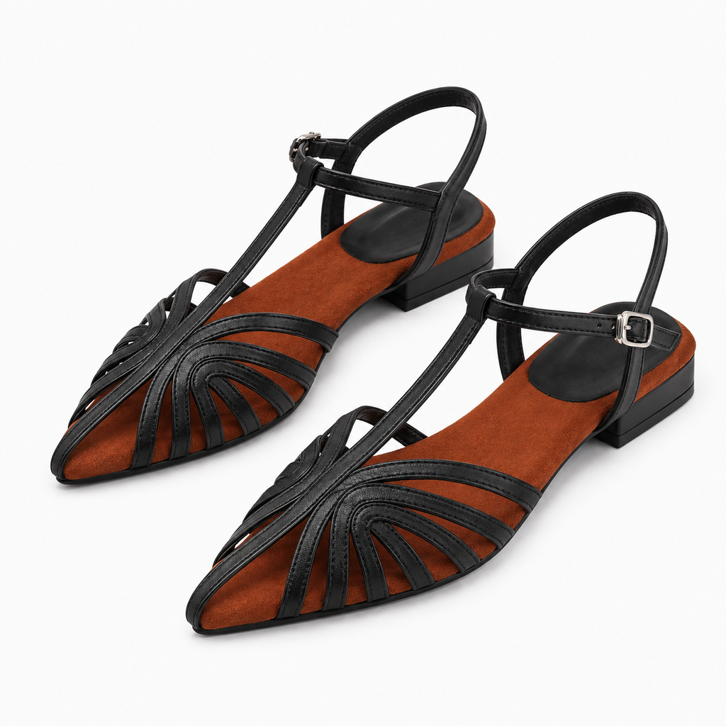 Womens Pointed Cut Out Ballet Flats styling view - ladies ballet flats UK