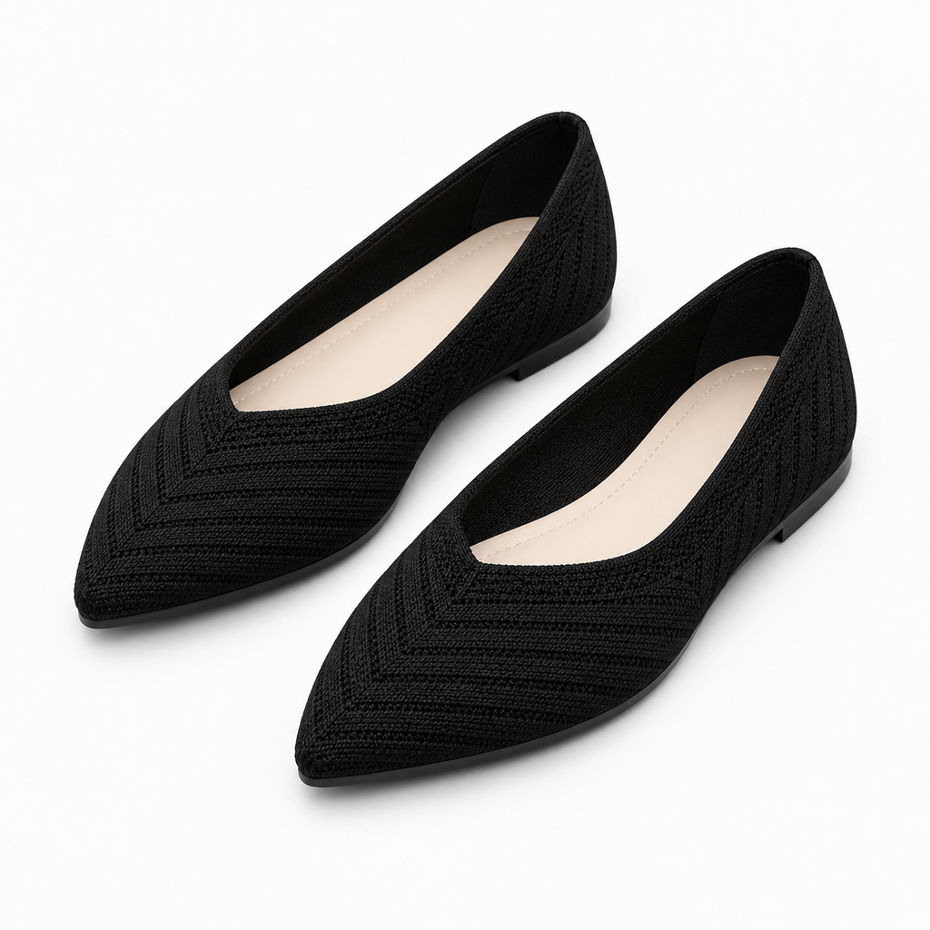 Womens Pointed Toe Knit Ballet Flats styling view - women's ballet flats UK