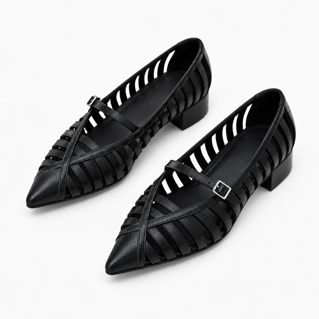 Womens Pointed Toe Chunky Summer Ballet Flats styling view - women's ballet flats UK
