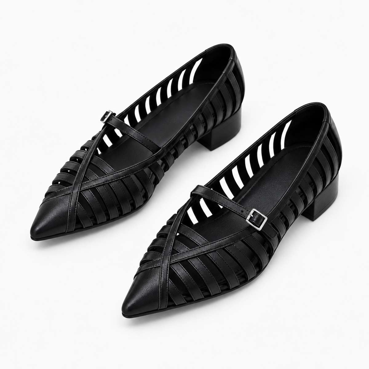 Womens Pointed Toe Chunky Summer Ballet Flats styling view - women's ballet flats UK