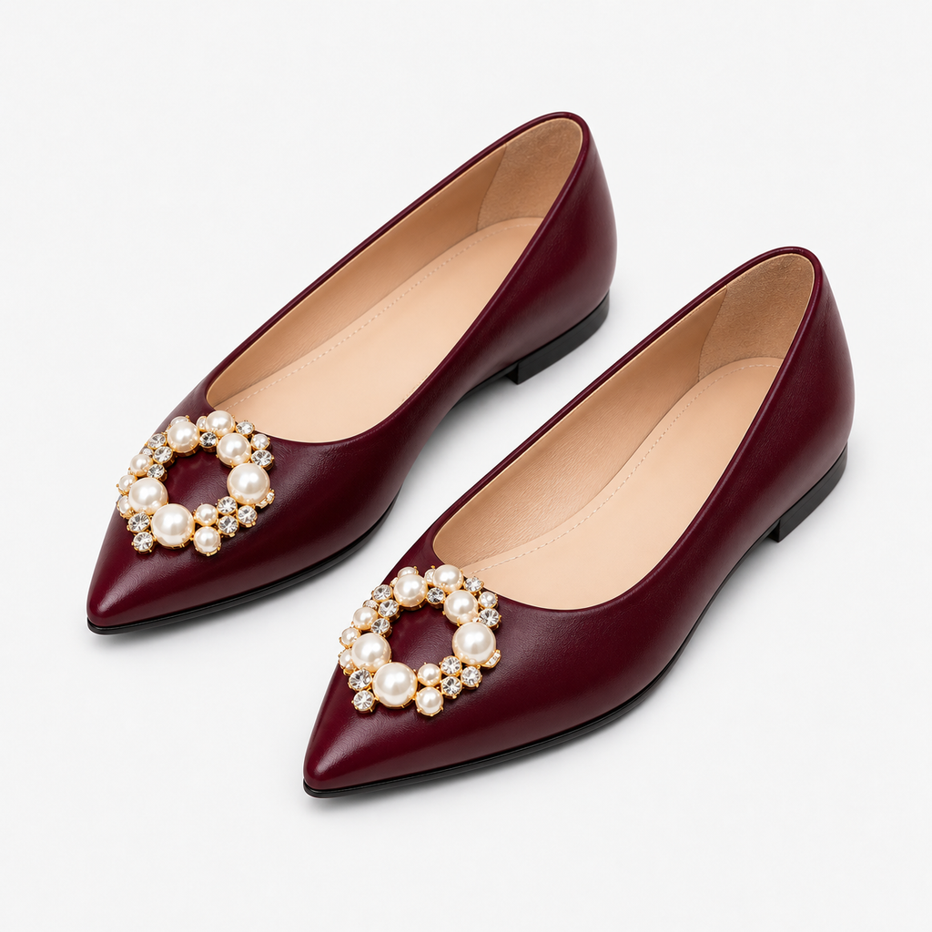 Womens Pearl Crystal Ballet Flats styling view - women's ballet flats UK