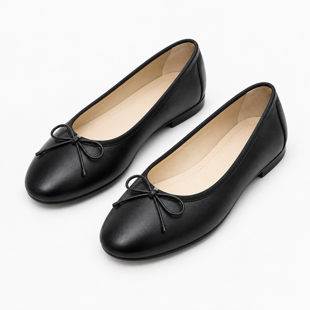 Womens Bow Round Toe Ballet Flats styling view - women's ballet flats UK