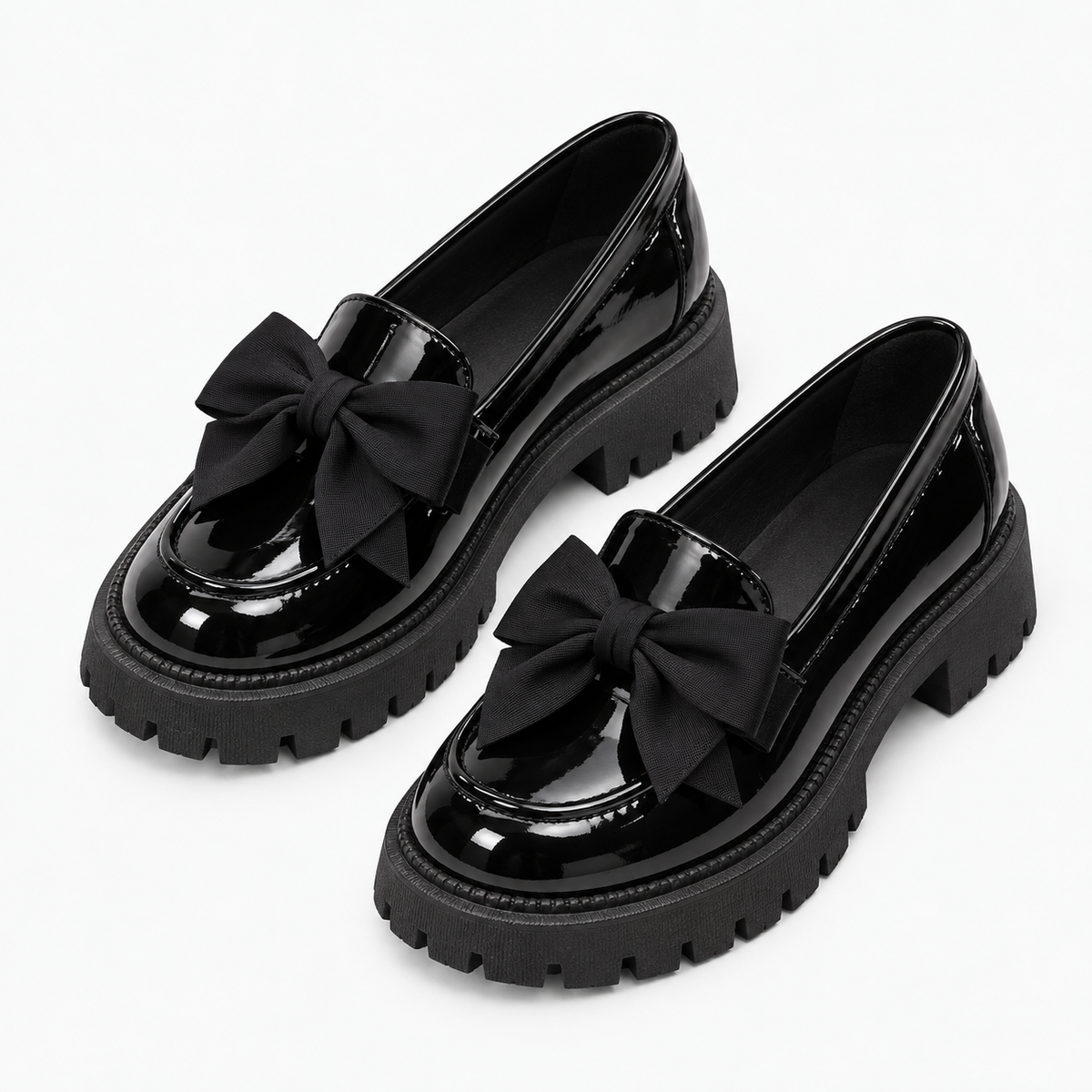 Womens Bow Platform Black Ballet Flats styling view - women's ballet flats UK