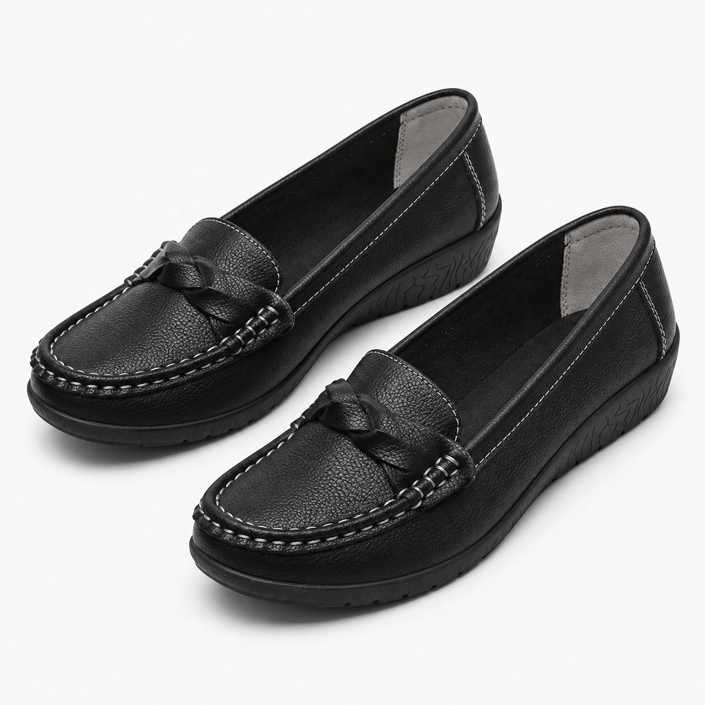 Womens Leather Wedge Ballet Flats styling view - women's ballet flats UK