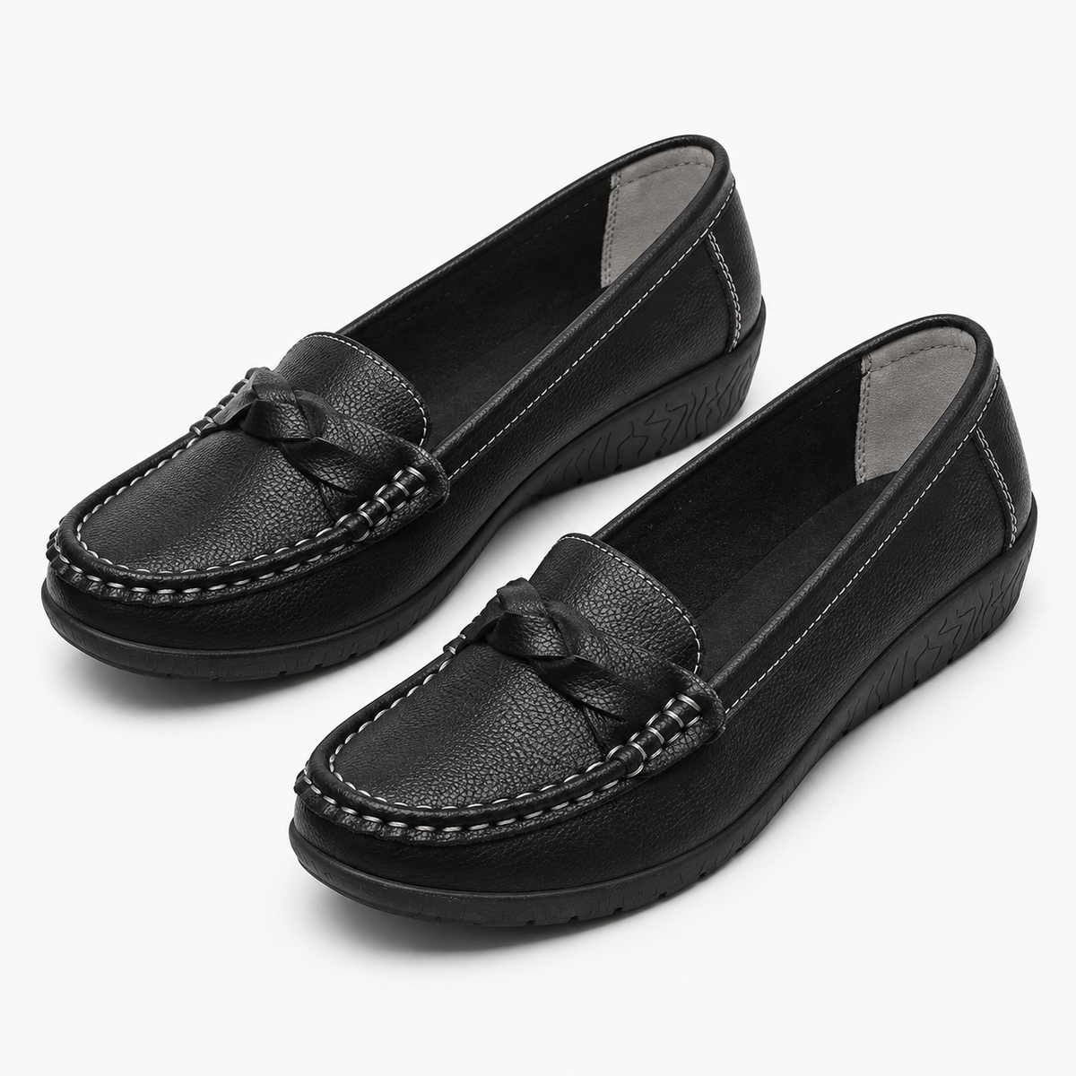 Womens Leather Wedge Ballet Flats styling view - women's ballet flats UK