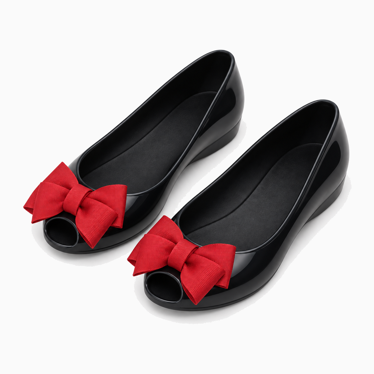 Womens Peep Toe Jelly Ballet Flats styling view - ladies jelly shoes UK