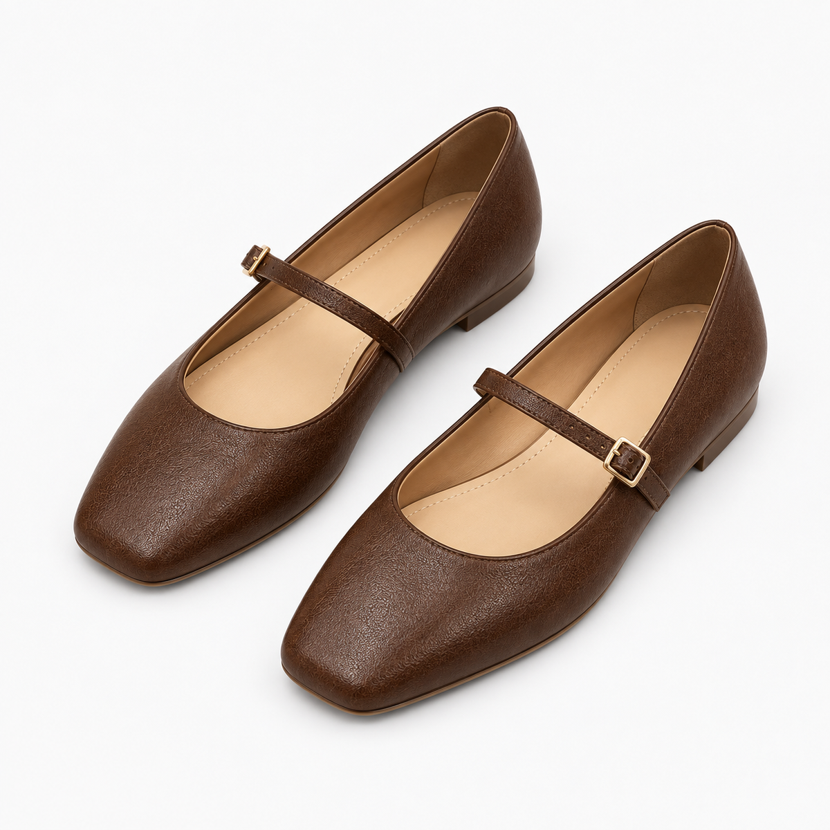 Womens Leather Square Toe Comfort Ballet Flats styling view - women's ballet flats UK