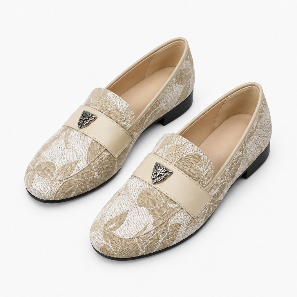 Womens Floral Pattern Loafers styling view - womens loafers UK
