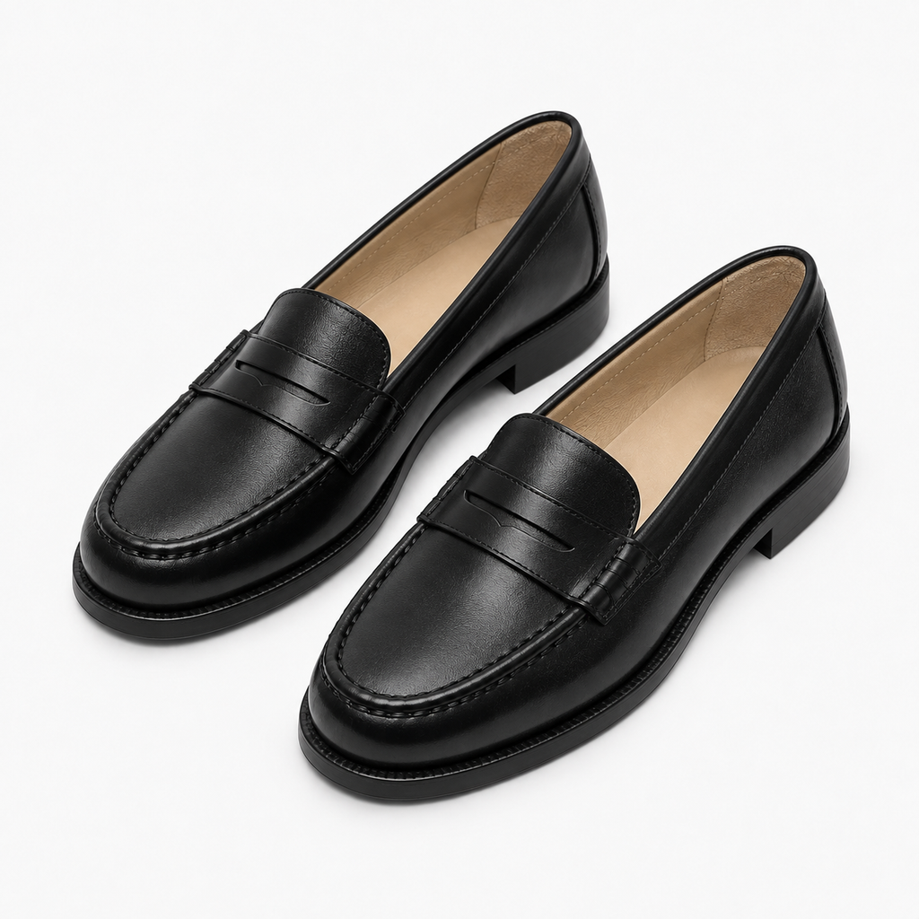 Womens Leather Chain Loafers styling view - women's leather loafers UK