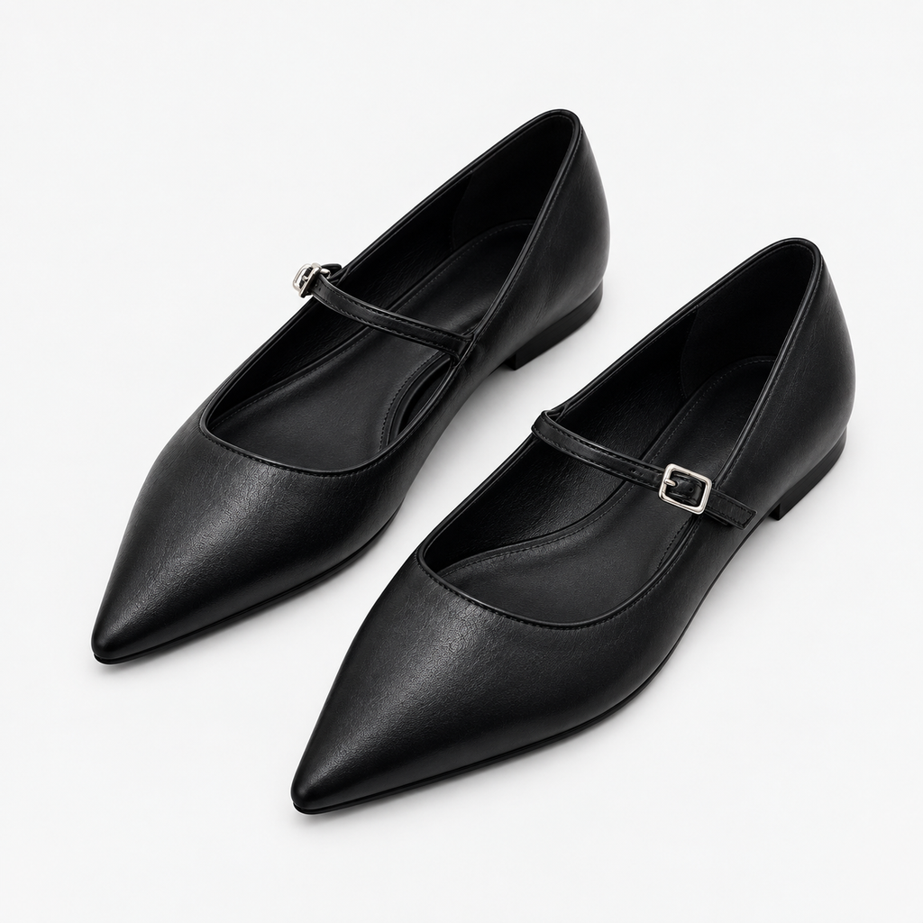 Womens Mary Jane Pointed Toe Ballet Flats styling view - Mary Jane ballet flats UK