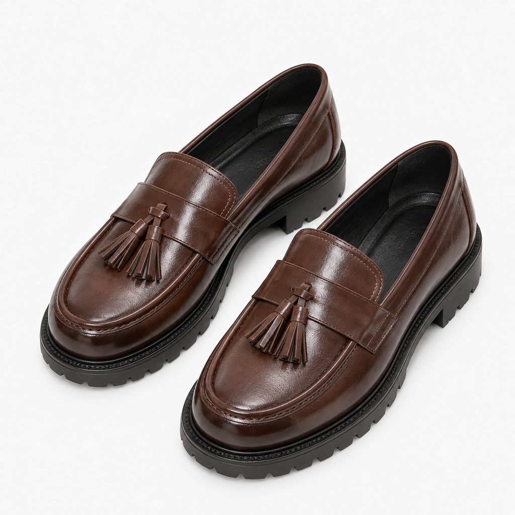 Womens Leather Tassel Loafers styling view - women's leather loafers UK