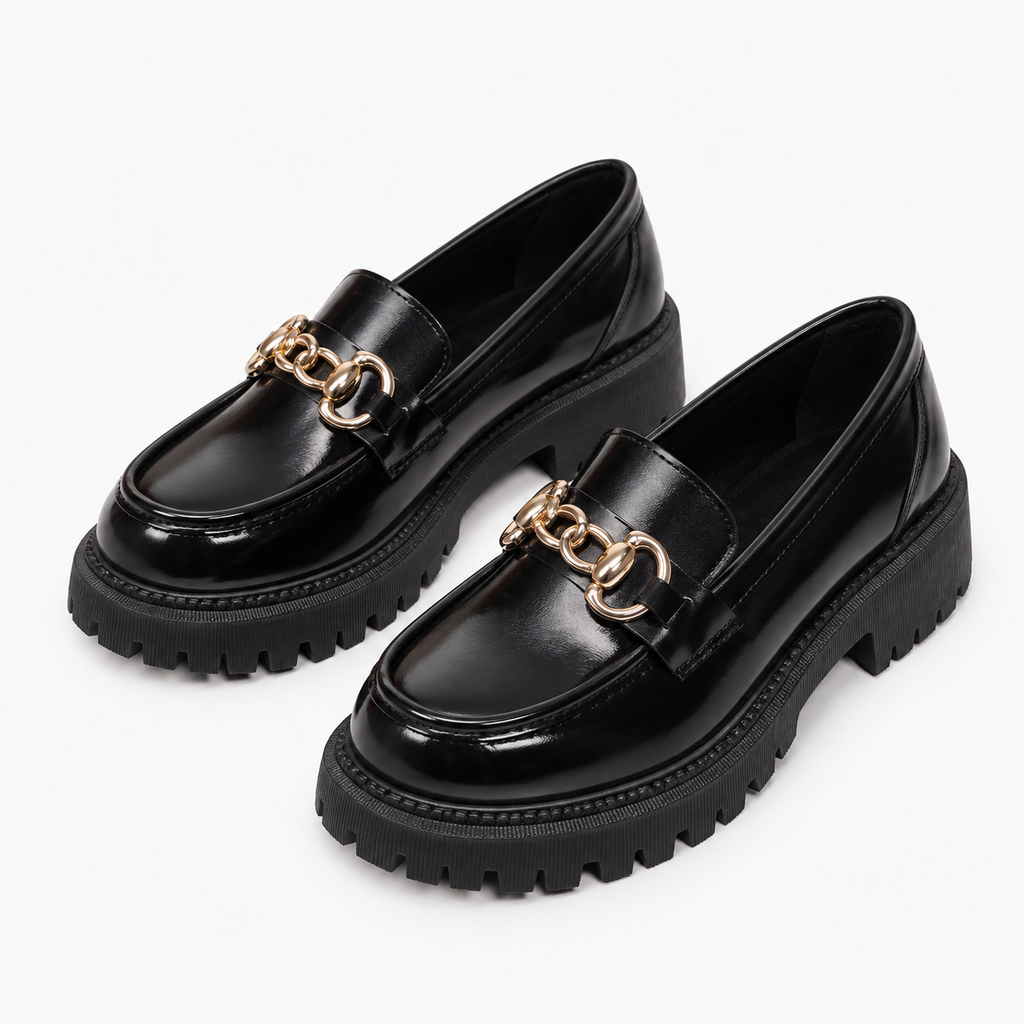 Womens Chain Platform Loafers styling view - women's loafers UK