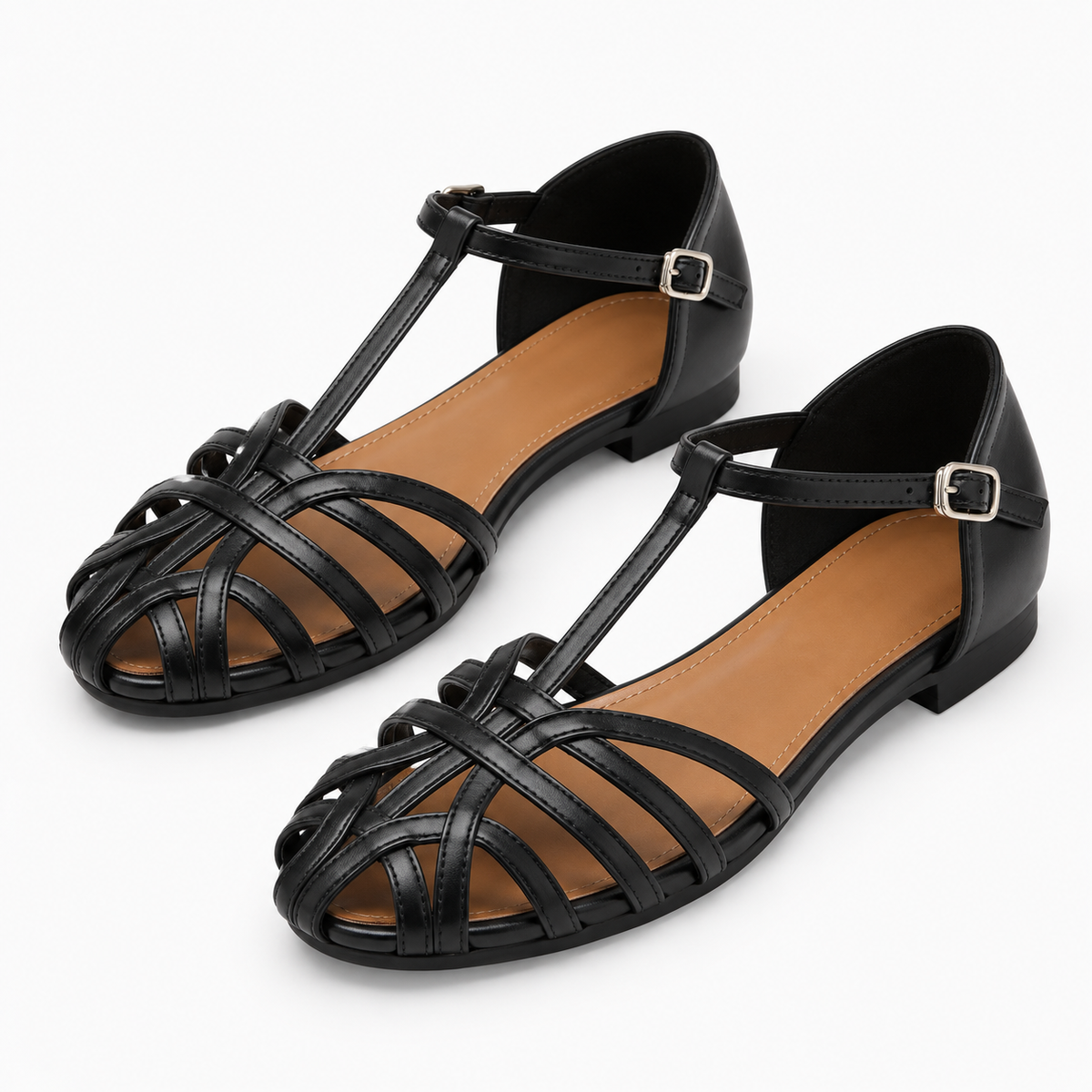 Womens T Bar Woven Ballet Flats styling view - womens woven flats UK