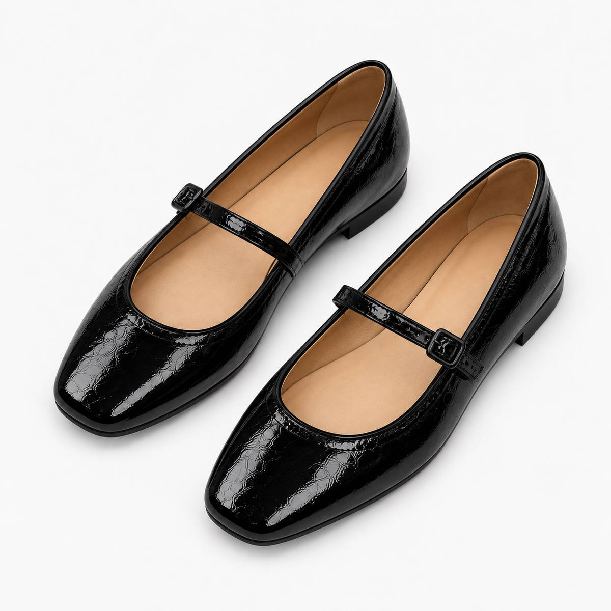 Womens Mary Jane Buckle Strappy Ballet Flats styling view - Mary Jane ballet flats UK