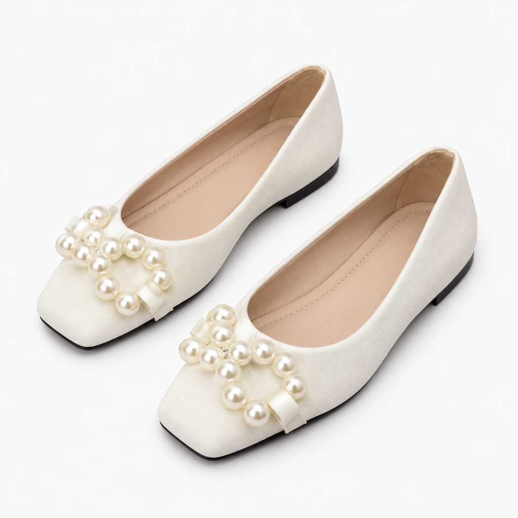 Womens Pearl Square Toe Ballet Flats styling view - women's ballet flats UK
