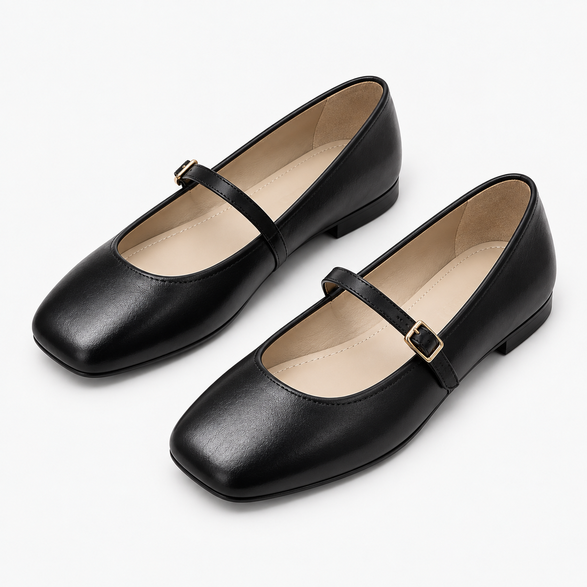 Womens Square Toe Retro Ballet Flats styling view - women's ballet flats UK