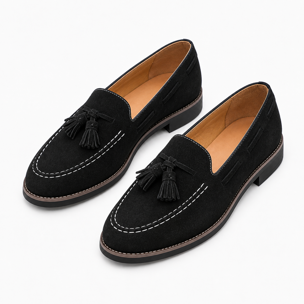 Womens Suede Tassel Purple Loafers styling view - women's suede loafers UK