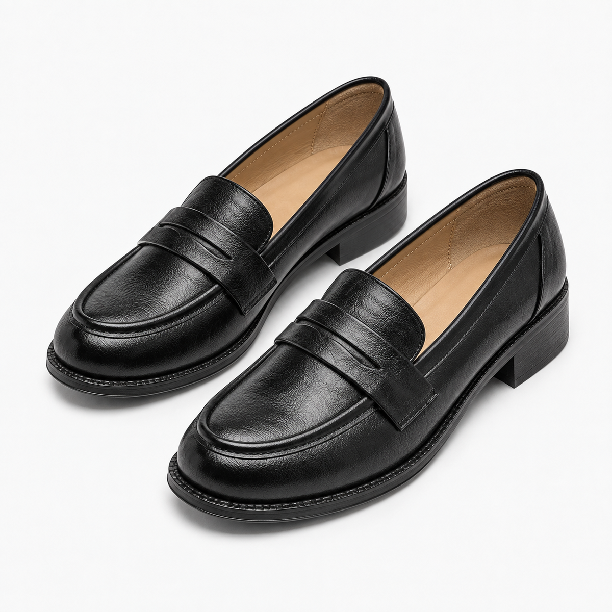 Womens Leather Round Toe Comfort Loafers styling view - women's leather loafers UK