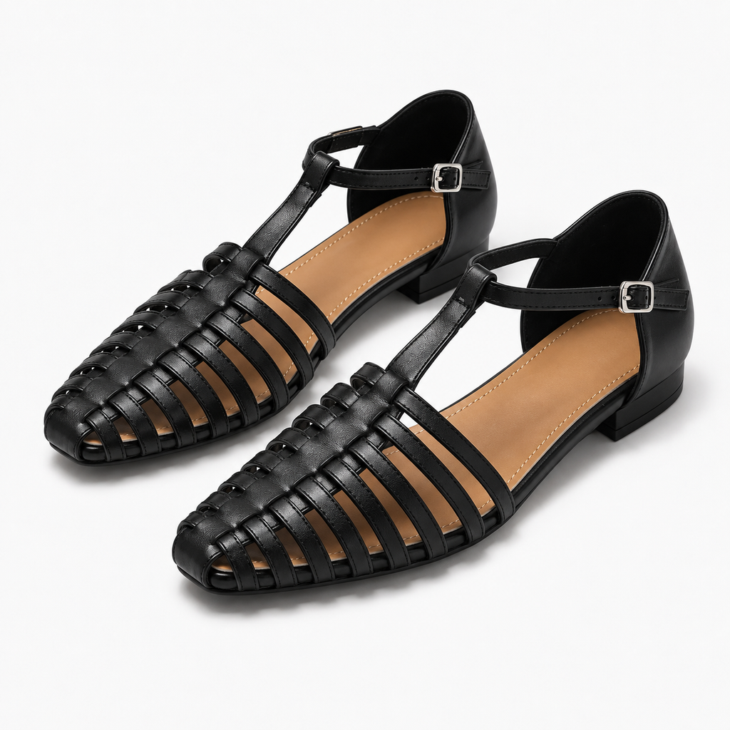 Womens Strappy Woven Ballet Flats styling view - womens woven flats UK