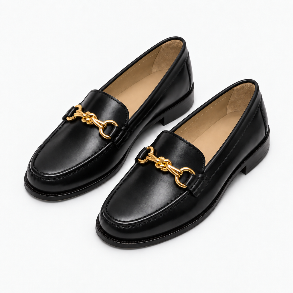 Womens Penny Leather Walking Loafers styling view - women's leather loafers UK