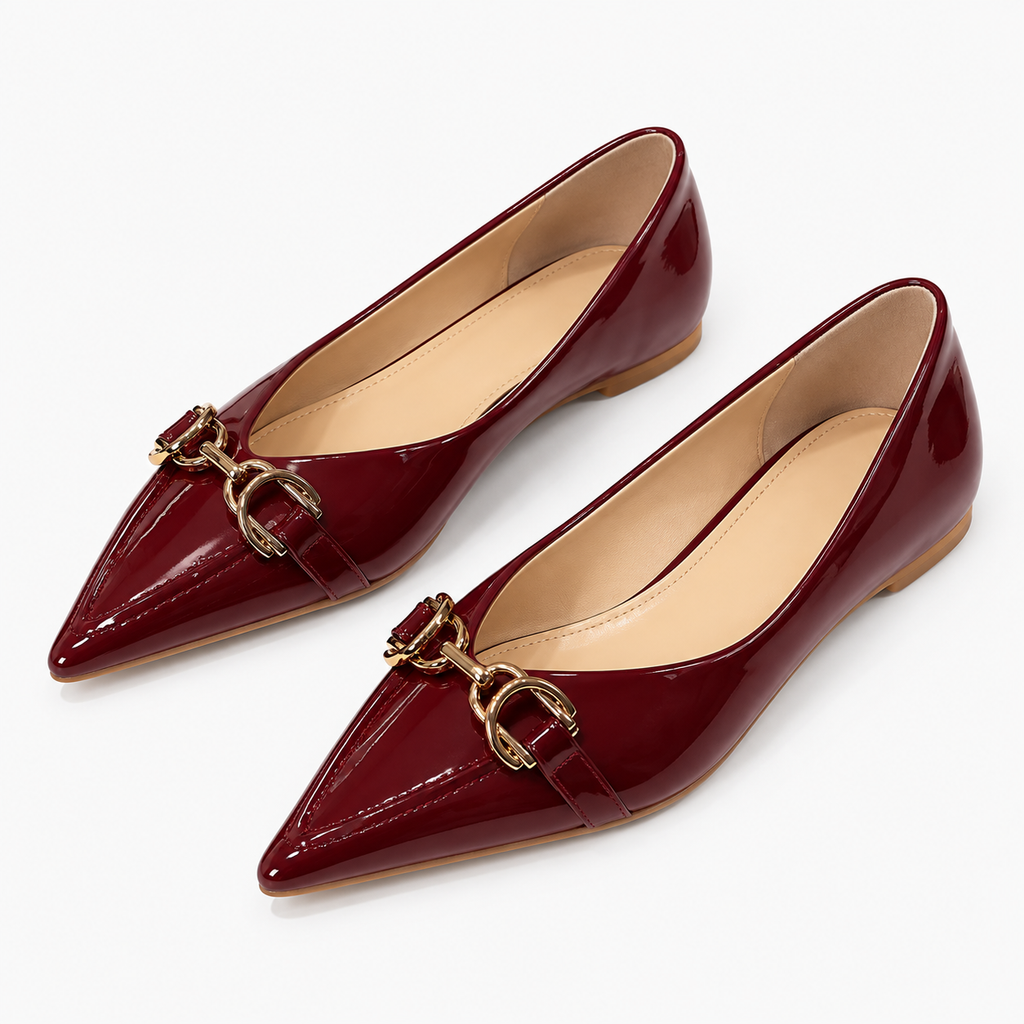 Womens Metal Buckle Ballet Flats styling view - women's ballet flats UK