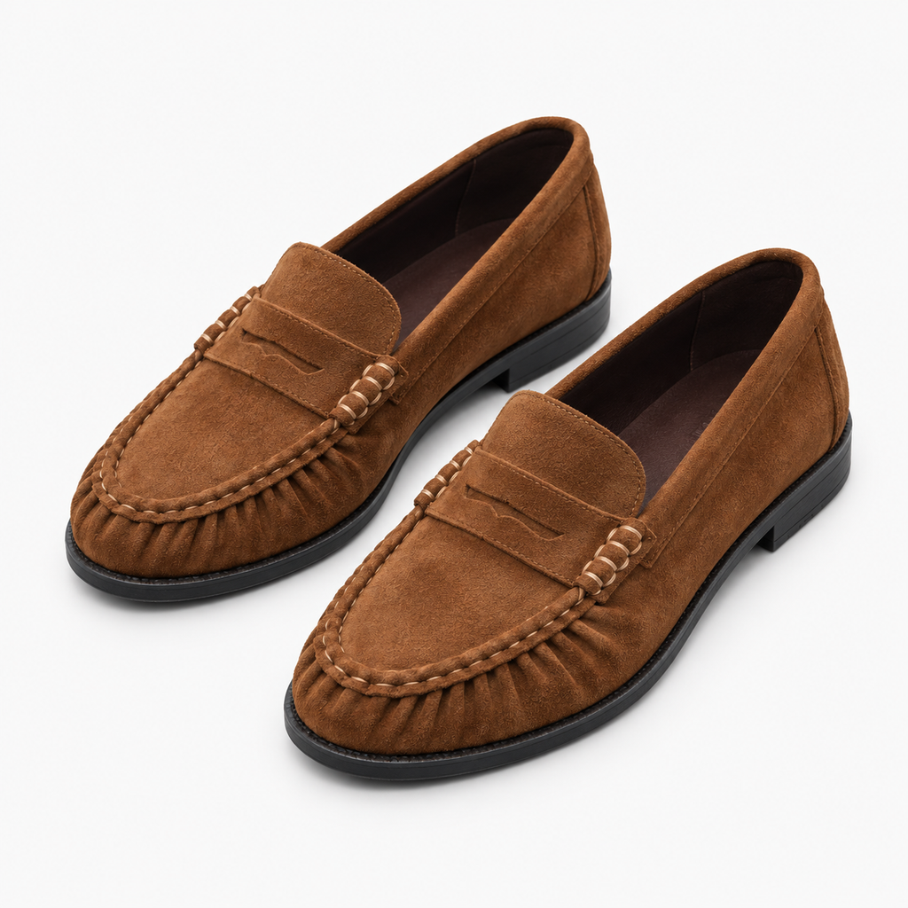 Womens Tassel Suede Comfort Everyday Loafers styling view - women's suede loafers UK